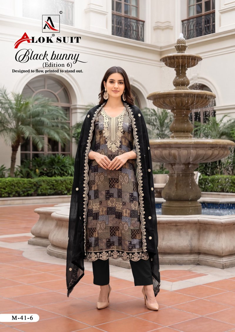 Black Bunny Edition 6 By Alok Viscose Rayon Dress Material
